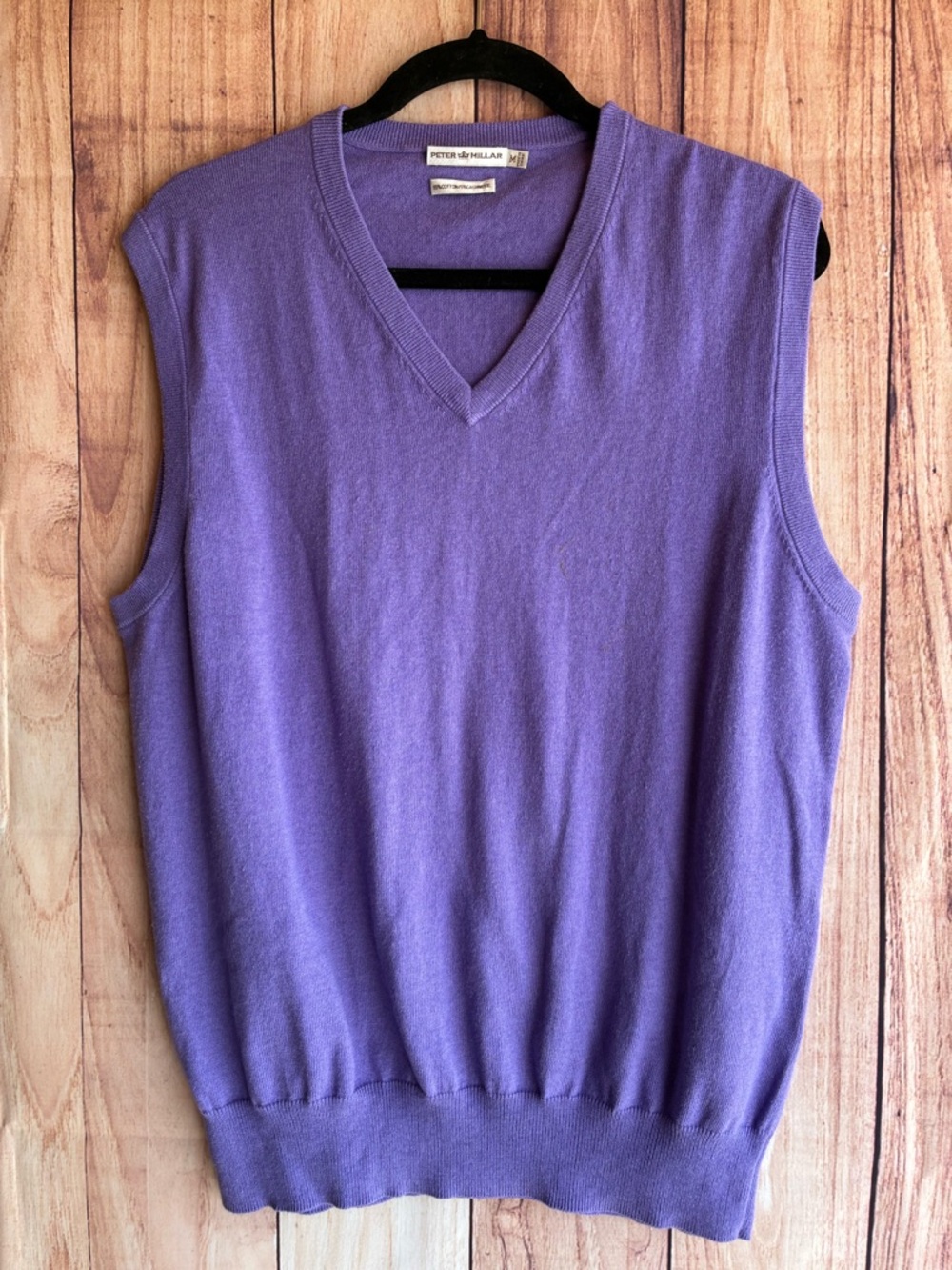 PETER MILLAR COTTON & CASHMERE GOLF VEST IN PURPLE SIZE MEDIUM